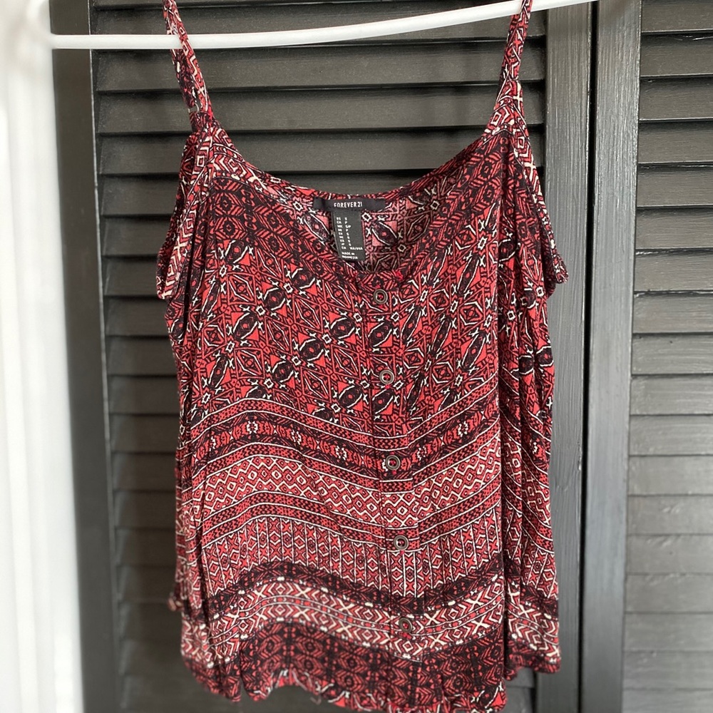 Forever 21 Black and Red Tank Top